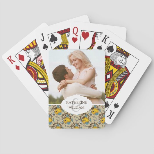 Jouw naam toevoegen | Zee kapitein vis Pattern Pokerkaarten (Achterkant)