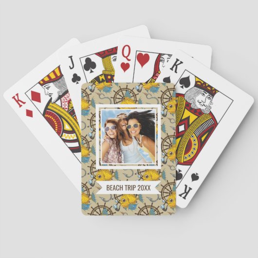 Jouw naam toevoegen | Zee kapitein vis Pattern Pokerkaarten (Achterkant)
