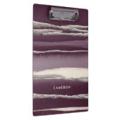 Jouw naam toevoegen | Zilver Roos Paarse Abstracte Klembord (Rechts)