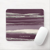 Jouw naam toevoegen | Zilver Roos Paarse Abstracte Muismat (Met muis)