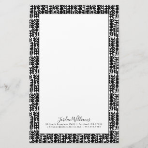 Jouw naam toevoegen   Zwart inktlijnpatroon Briefpapier