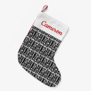 Jouw naam toevoegen Zwart inktlijnpatroon Kleine Kerstsok
