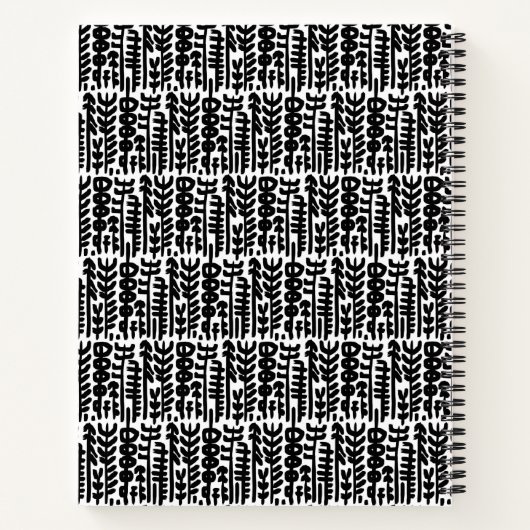 Jouw naam toevoegen | Zwart inktlijnpatroon Notitieboek (Achterkant)