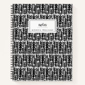 Jouw naam toevoegen | Zwart inktlijnpatroon Notitieboek (Voorkant)