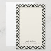 Jouw naam toevoegen | Zwart-wit geometrisch patroo Briefpapier (Voorkant / Achterkant)