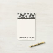 Jouw naam toevoegen | Zwart-wit geometrisch patroo Post-it® Notes (Op bureau)