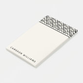 Jouw naam toevoegen | Zwart-wit geometrisch patroo Post-it® Notes (Schuin)