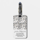 Jouw naam toevoegen | Zwarte penseelstreken en -St Bagagelabel (Achterkant verticaal)