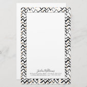 Jouw naam toevoegen | Zwarte penseelstreken en -St Briefpapier (Voorkant / Achterkant)