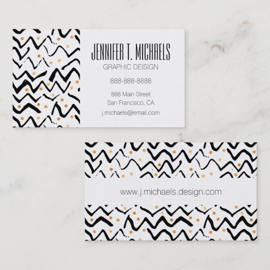 Jouw naam toevoegen | Zwarte penseelstreken en -St Visitekaartje (Voorkant / Achterkant)