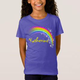 Jouw naam tot 9 letters regenboogviolet bovenaan t-shirt