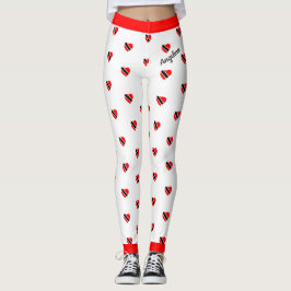 (Jouw naam) Trinidad Flag Hearts op (uw kleur) Leggings