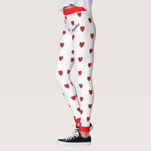 (Jouw naam) Trinidad Flag Hearts op (uw kleur) Leggings (Links)
