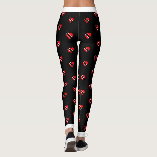 (Jouw naam) Trinidad Flag Hearts op (uw kleur) Leggings (Achterkant)