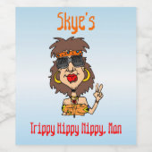 [Jouw naam] Trippy Hippy Nippy, Man Custom Funny Wijn Etiket (Enkel label)