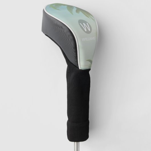 Jouw naam tropisch monogram toevoegen golfheadcover (Schuin)