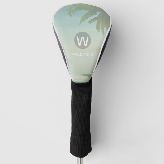 Jouw naam tropisch monogram toevoegen golfheadcover (Voorkant)