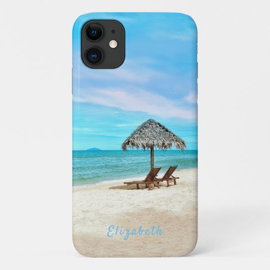 Jouw naam Tropische zanddoorsnede Case-Mate iPhone Case (Achterkant)