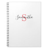 Jouw naam Typografie Monogram - Wit en Roze Notitieboek (Voorkant)