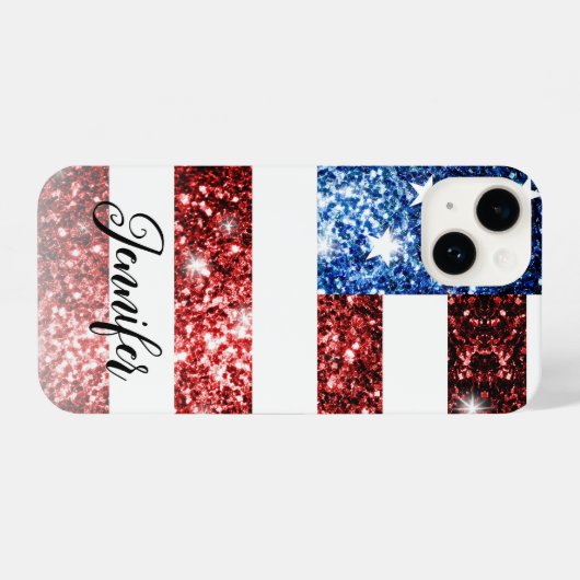 JOUW NAAM van de Amerikaanse vlag iPhone Hoesje (Achterkant horizontaal)