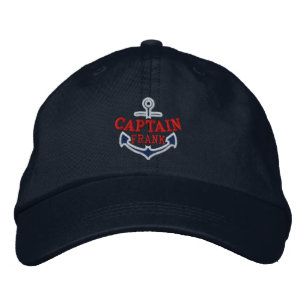 Jouw naam van de Nautical Anchor Embroidery Kapite Pet