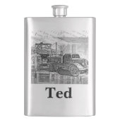 jouw naam van deze Retro Truck Flask Flacon (Voorkant)