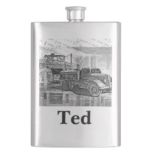 jouw naam van deze Retro Truck Flask Flacon