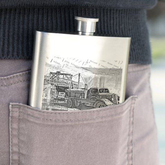 jouw naam van deze Retro Truck Flask Flacon (Voorbeeld)