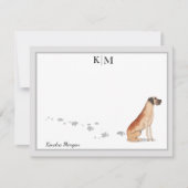 Jouw naam van het Great Dane Grey Border Monogram Notitiekaartje (Voorkant)