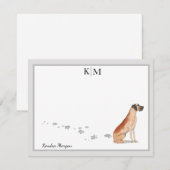 Jouw naam van het Great Dane Grey Border Monogram Notitiekaartje (Voorkant / Achterkant)