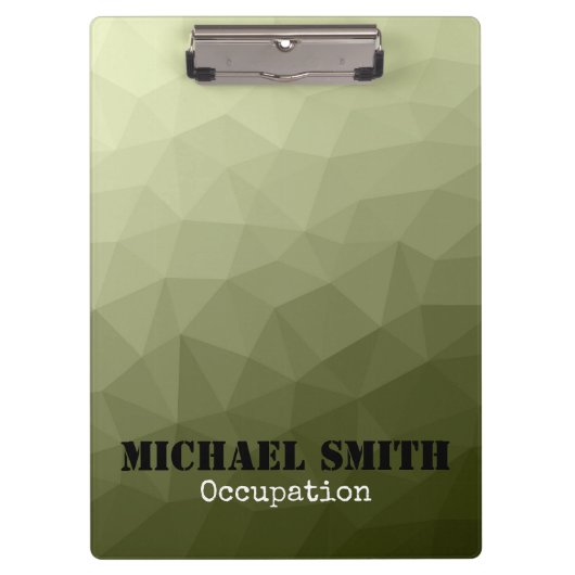 Jouw naam van het lichtgroene geometrische gaaspat klembord (Voorkant)