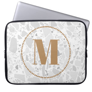 Jouw naam van het moderne Patroonmonogram Terrazzo Laptop Sleeve