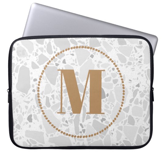 Jouw naam van het moderne Patroonmonogram Terrazzo Laptop Sleeve (Voorkant)