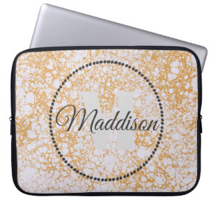 Jouw naam van modern patroonmonogram laptop sleeve