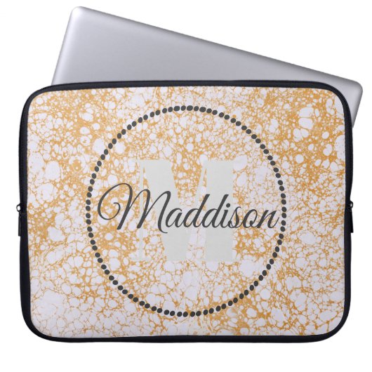 Jouw naam van modern patroonmonogram laptop sleeve (Voorkant)