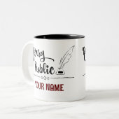 Jouw naam van Notarische openbare doether Quill Ge Tweekleurige Koffiemok (Voorkant links)