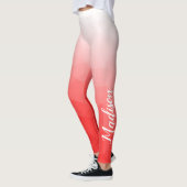 Jouw naam van rood verloopgeometrisch netwerkpatro leggings (Links)