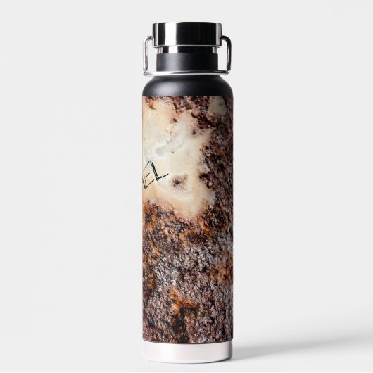 Jouw naam van roodbruine roestmetalen waterfles (Achterkant)