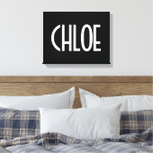 Jouw naam, Vette witte tekst | Zwart Canvas Afdruk (Insitu (Slaapkamer))