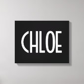 Jouw naam, Vette witte tekst | Zwart Canvas Afdruk (Voorkant)