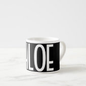 Jouw naam, Vette witte tekst | Zwart Espresso Kop (Voorkant rechts)