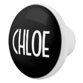 Jouw naam, Vette witte tekst | Zwart Keramische Knop (Rechts)