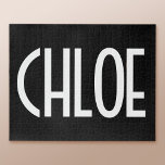 Jouw naam, Vette witte tekst | Zwart Legpuzzel<br><div class="desc">Oogvangst en modern.</div>