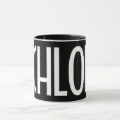 Jouw naam, Vette witte tekst | Zwart Mok (Midden)