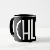 Jouw naam, Vette witte tekst | Zwart Mok (Voorkant links)