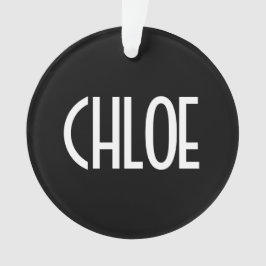 Jouw naam, Vette witte tekst | Zwart Ornament