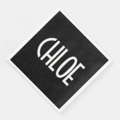 Jouw naam, Vette witte tekst | Zwart Servet (Hoek)