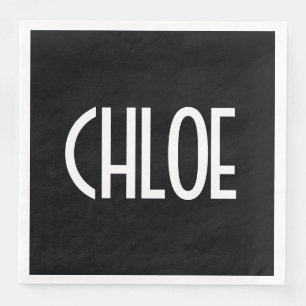 Jouw naam, Vette witte tekst   Zwart Servet