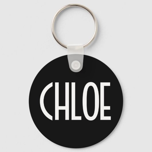 Jouw naam, Vette witte tekst | Zwart Sleutelhanger (Voorkant)