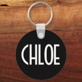 Jouw naam, Vette witte tekst | Zwart Sleutelhanger (Voorkant)